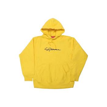 Yellow Supreme Classic Script Hooded Sweatshirts | Supreme 360PQ